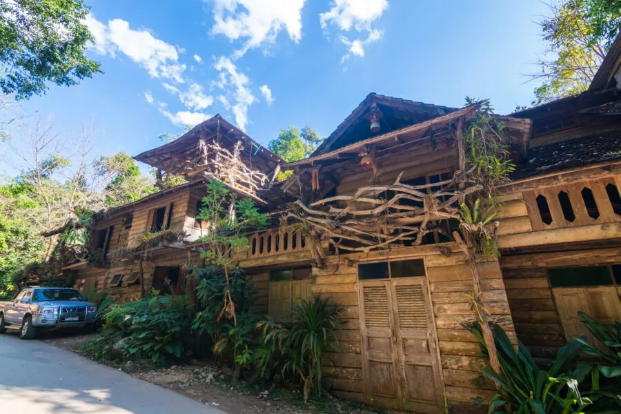 large wooden house in mae kampong chiang mai village