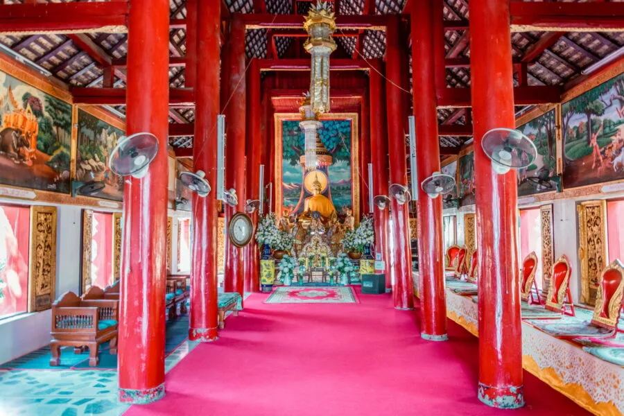 interior of the viharn at wat chedi liam wiang kum kam chiang mai