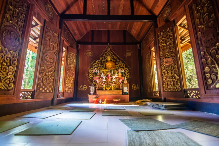 interior ubosot at wat khantha phueksa ban mae kampong