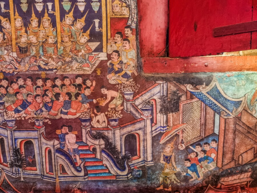 wall painting viharn lai kham of wat phra singh chiang mai