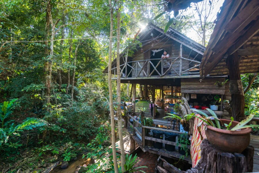 terrace overlooking the forest village of Mae Kampong Chiang Mai