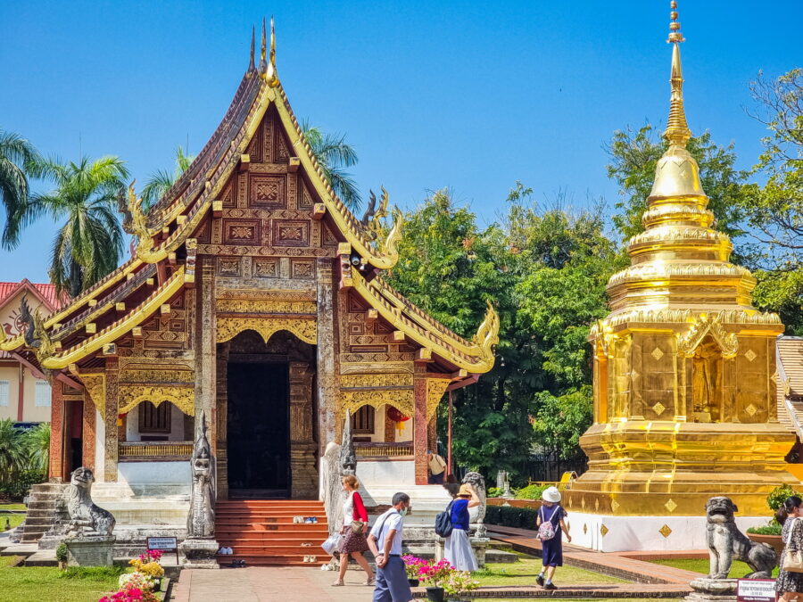 viharn lai kham and chedi doree from wat phra singh chiang mai
