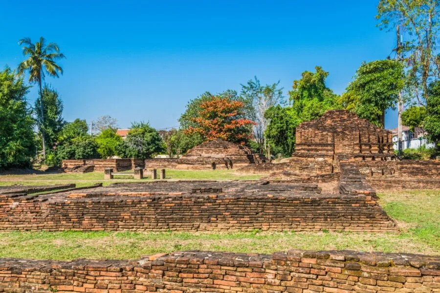 general view ruins of wat huanong wiang kum kam chiang mai