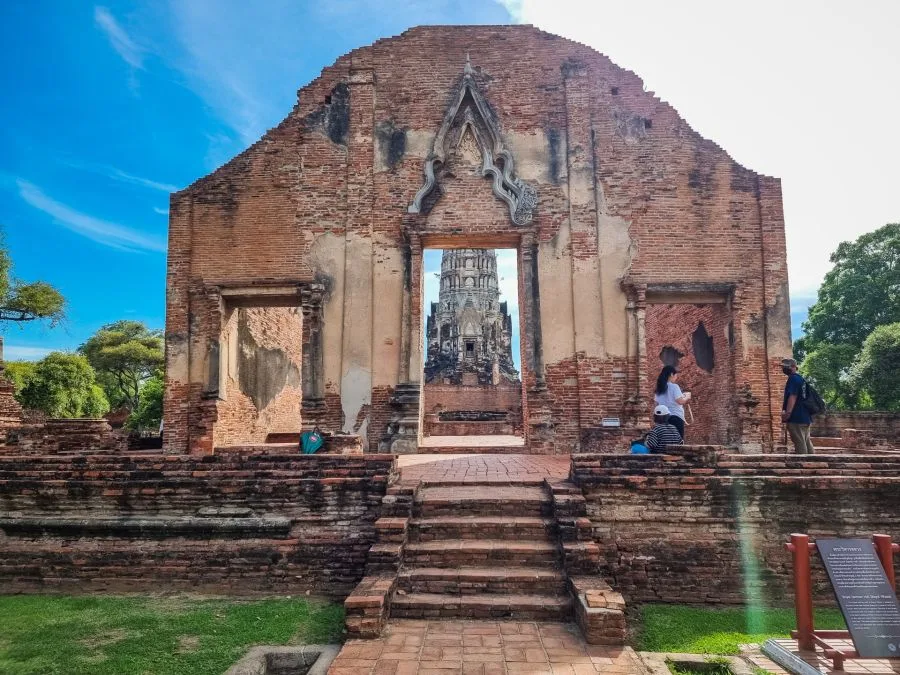 facade of the viharn at wat ratchaburana ayutthaya