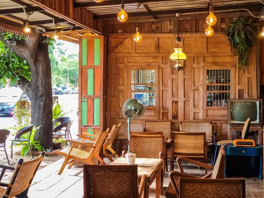 Interior of the Boran cafe restaurant opposite Wat Ratchaburana Ayutthaya