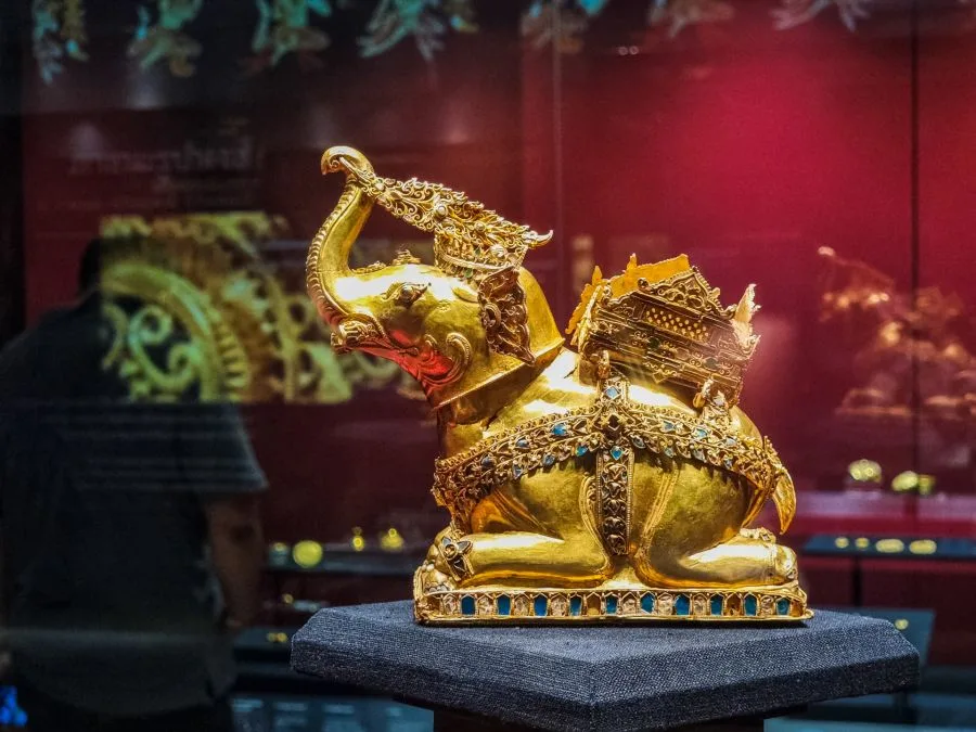 gold elephant statuette chao sam phraya museum ayutthaya