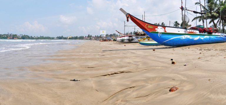 fishing boat unawatuna beach south sri lanka