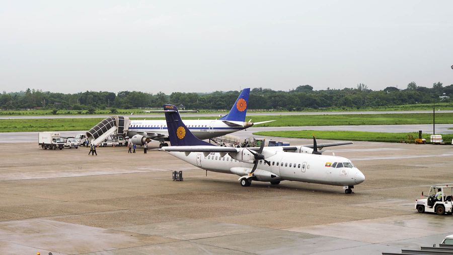 ATR 72 aircraft on the tarmac at Yangon International Airport, Myanmar