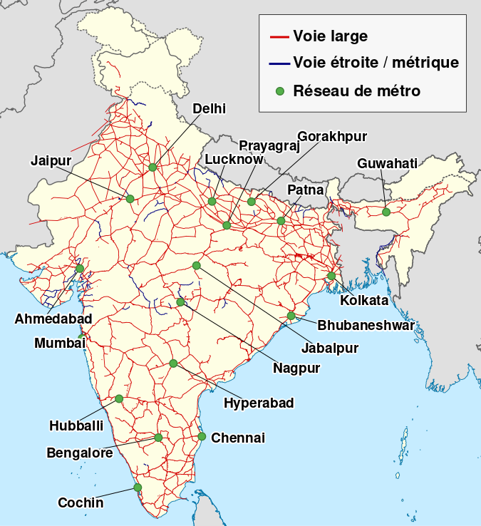 map of the railway network in India