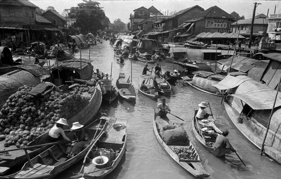 khlong mahanak floating market bangkok 1950