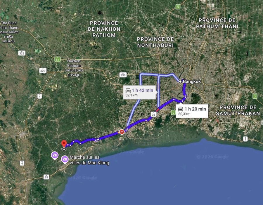 emplacement du marché flottant de tha kha thailande