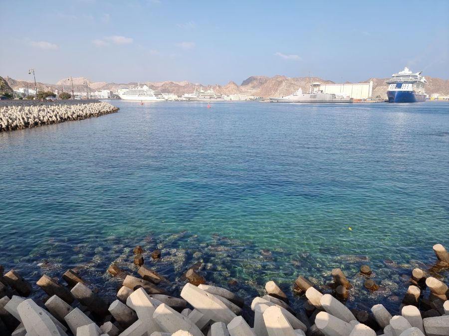 vue sur les bateaux dans le port de mutrah oman